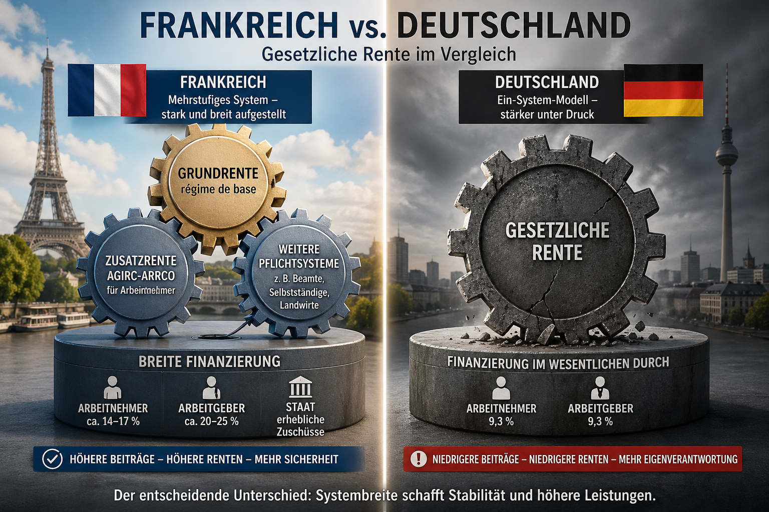 Teil 5a: Gesetzliche Rente in Frankreich – Vergleich mit Deutschland