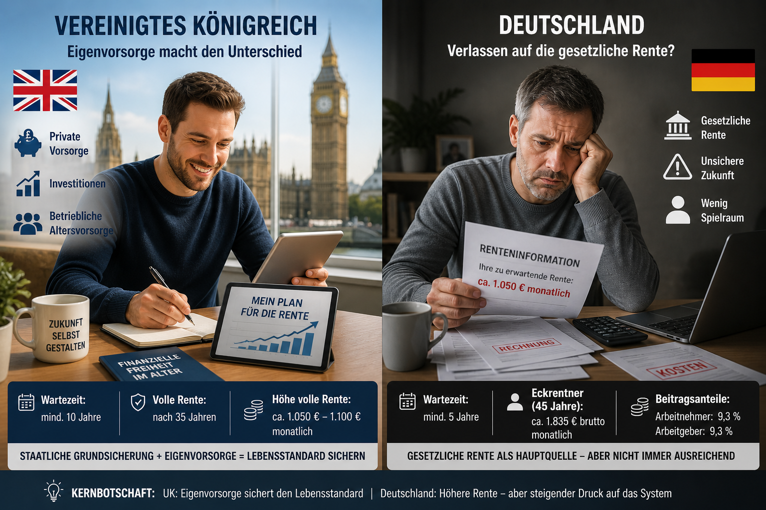 Teil 6a: Gesetzliche Rente im Vereinigten Königreich – Vergleich mit Deutschland