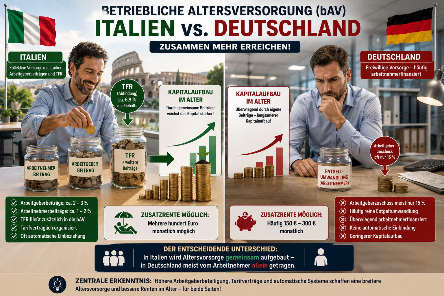 Teil 8b: Betriebliche Altersversorgung (bAV) in Italien – Vergleich mit Deutschland