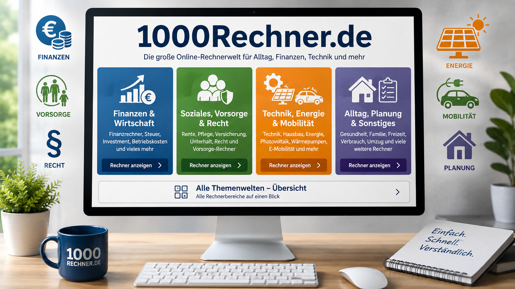 1000Rechner.de wächst weiter: Technik, Energie und Mobilität jetzt noch übersichtlicher