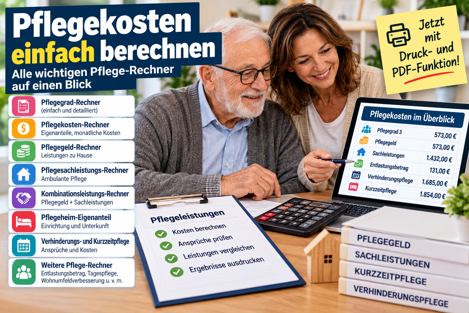 Pflegegrad berechnen und Pflege-Rechner nutzen: Neue Pflege-Tools mit Druck- und PDF-Funktion