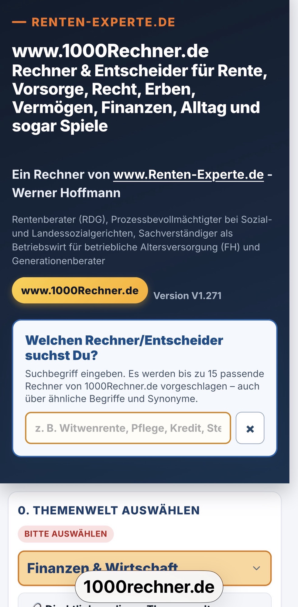 1.169 kostenlose Rechner: Neue Renten-Tools auf 1000Rechner.de