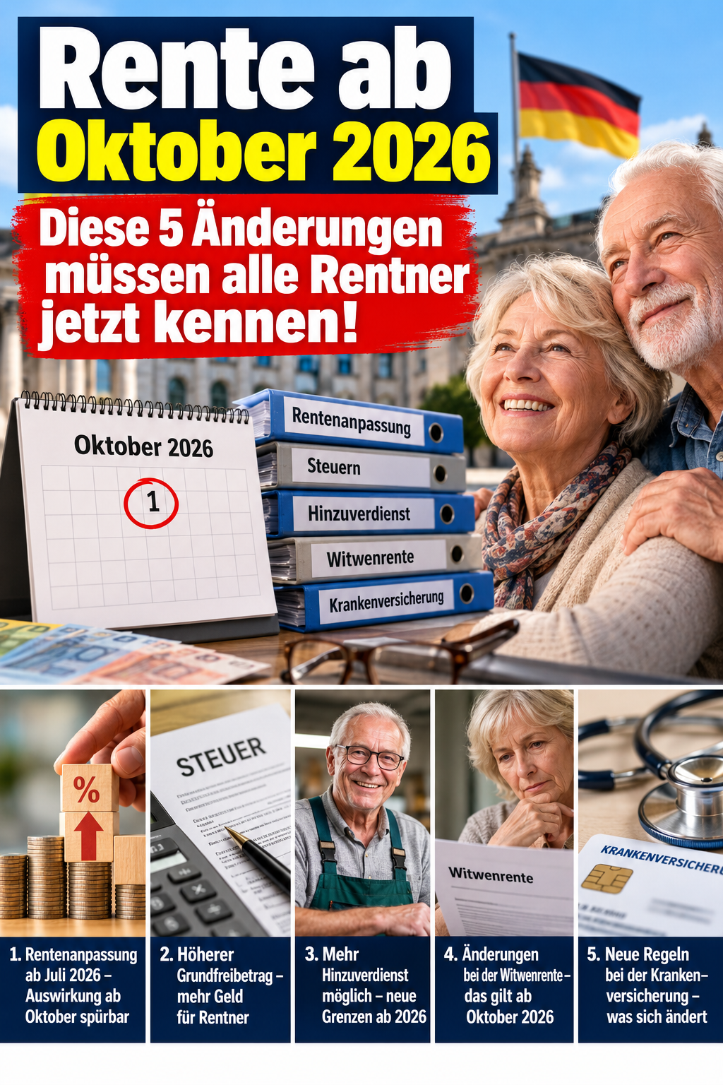 Rente im Oktober 2026: Diese 5 wichtigen Änderungen und Termine sollten Rentner jetzt kennen!